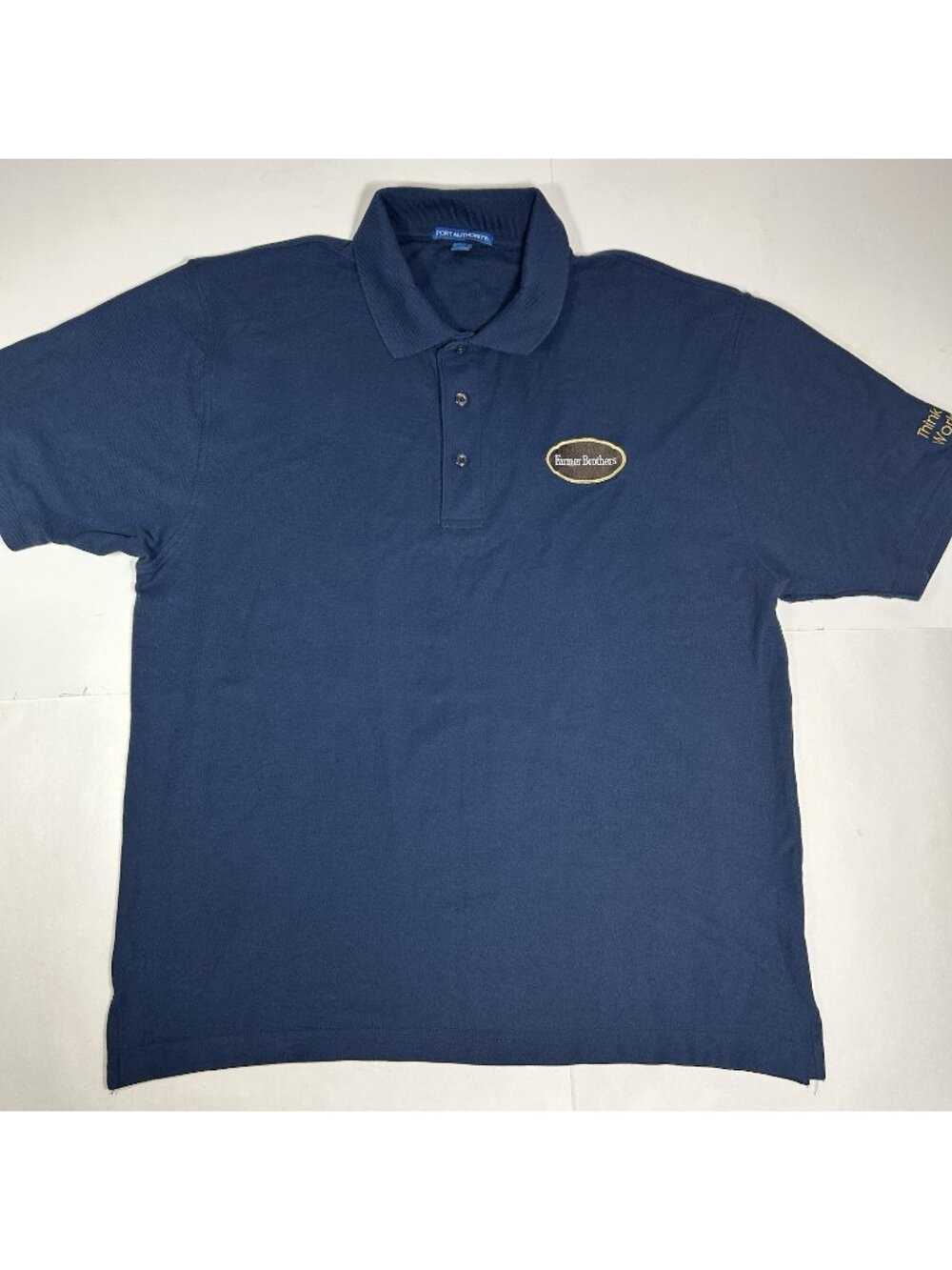 Port Authority Men Polo Shirt Blue Embroidered Farmer Brothers Logo Work Safe XL